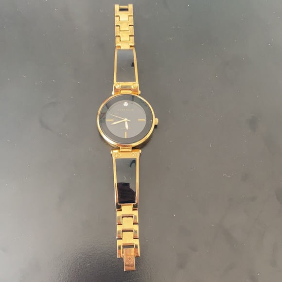 Anne Klein Women's Black and Gold Diamond Dial Bangle Watch - Picture 7 of 9